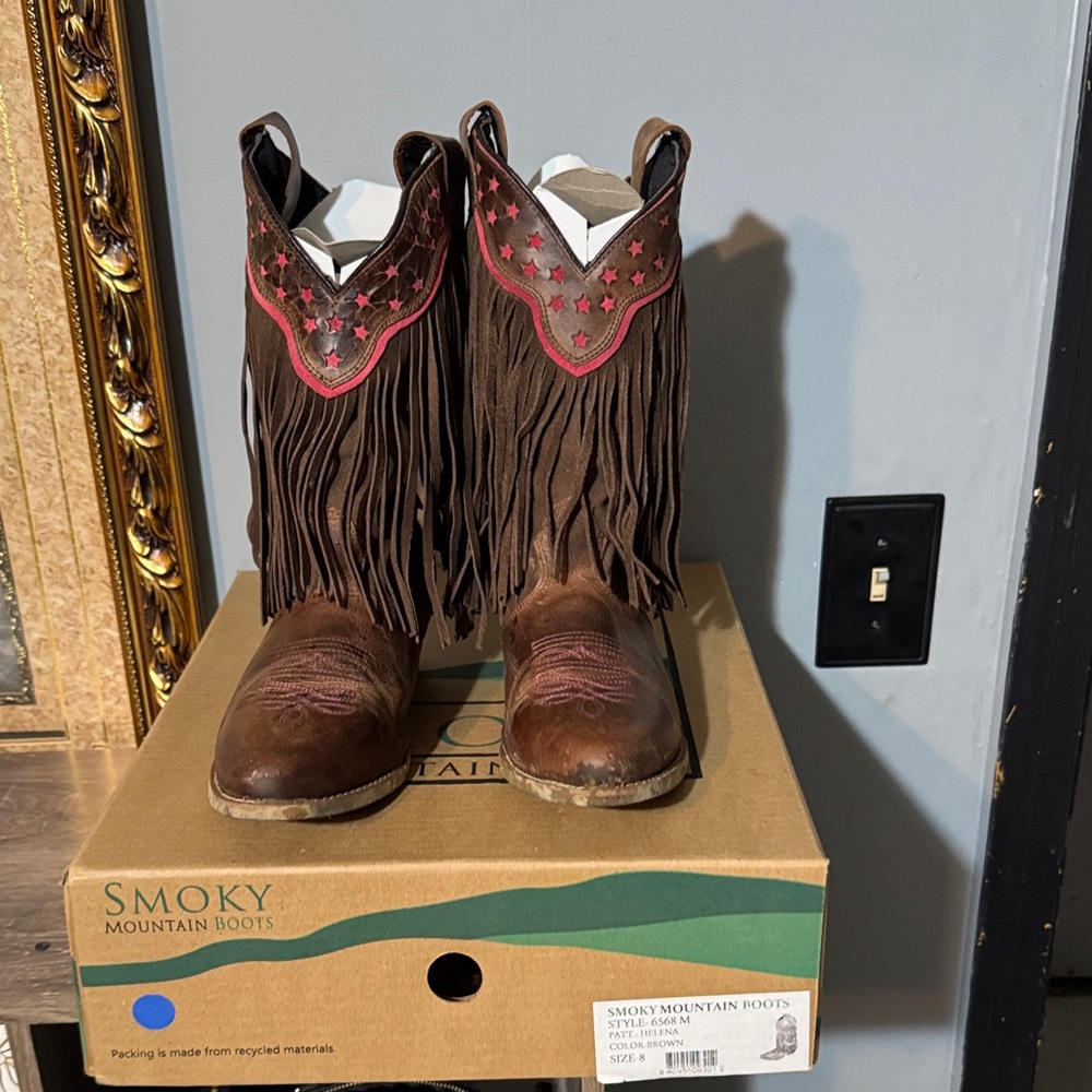 Smoky Mountain Brown Ankle Boots with Fringe